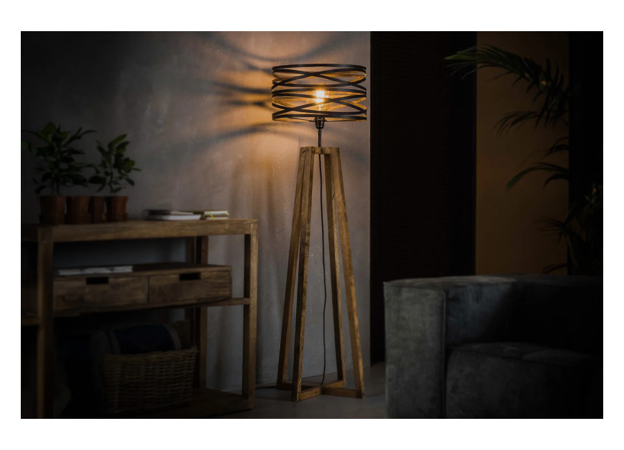 Kawola Lámpara de pie KAWOLA Lámpara de pie DALIAN madera/metal negro