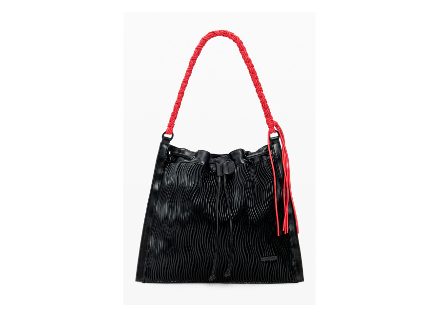 Desigual Mochila mediana relieve, Mujer, Poliuretano, Negro, U