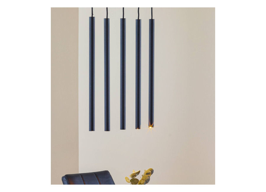 Sollux LIGHTING Lámpara colgante Thin, negro, 5 luces, linea