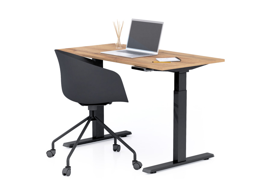 Mobili Fiver Escritorio Elevable Clara 120×60 Madera Rústica con Patas Negra