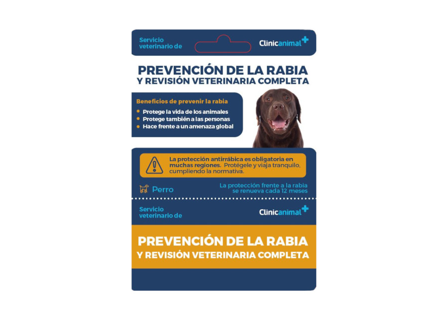 Clinicanimal Tarjeta de prevención de la rabia + revisión veterinaria completa para perro