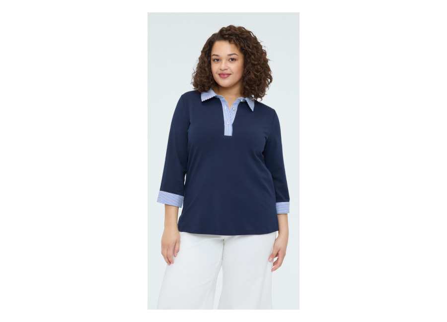 Fiorella Rubino Camiseta bimaterial con cuello polo