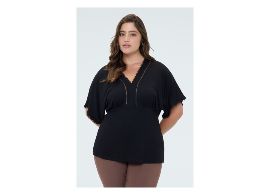 Fiorella Rubino Camiseta de viscosa con detalles de encaje
