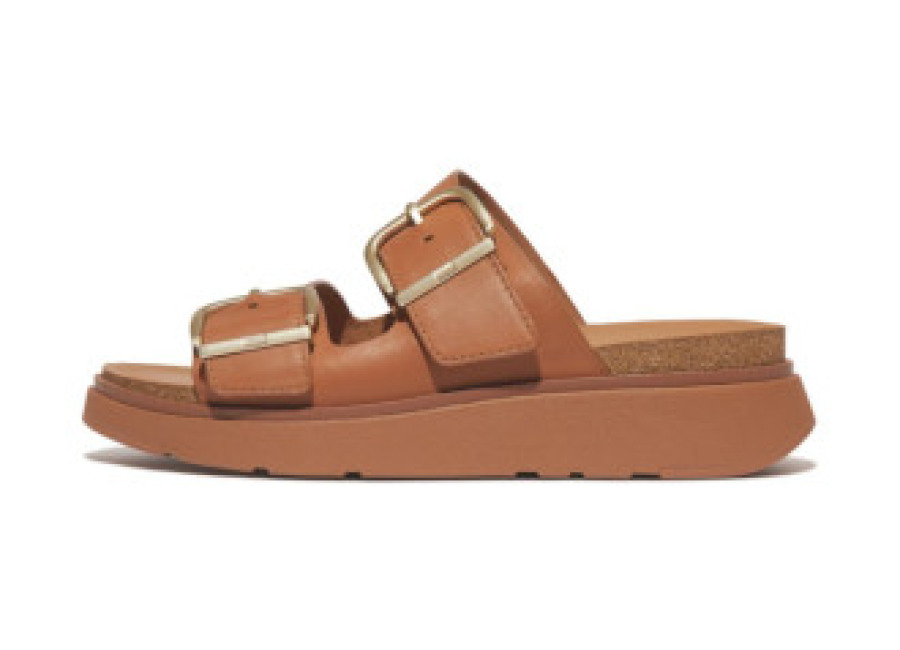 Zapatillas Fitflop para mujer. HE8-592 Sandalias de piel Gen-F Buckle marrón (36), Plata, 3 a 5cm, Ninguno, Casua