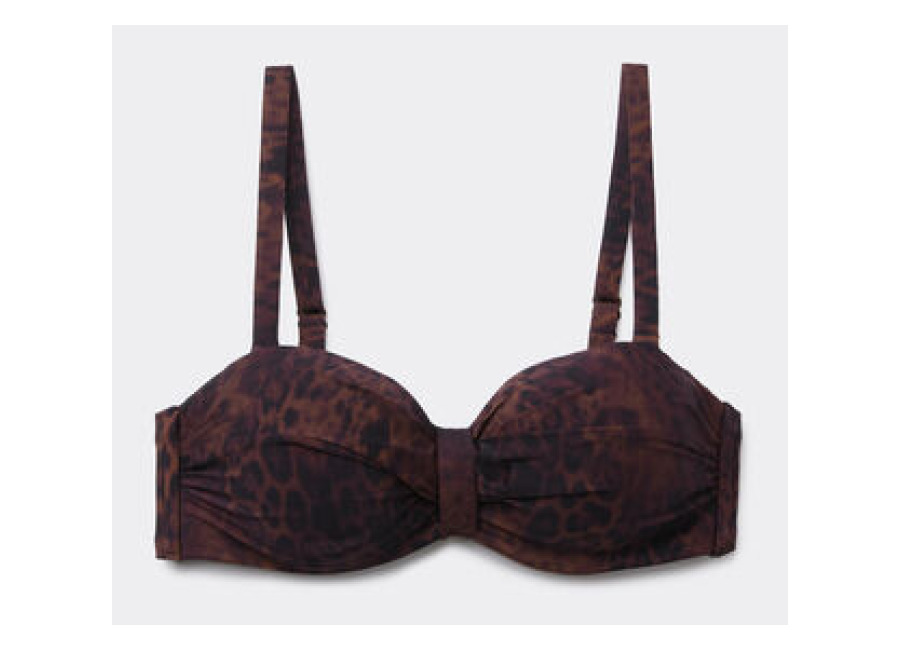 Calzedonia Top de Bikini Bandeau Dark Animalier Mujer Marrón Tamaño 2