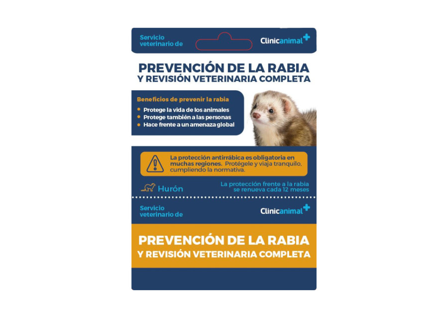 Clinicanimal Tarjeta de prevención de la rabia + revisión veterinaria completa para hurone