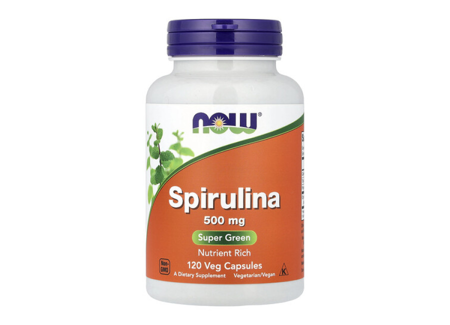 Now Foods Espirulina natural, 500 mg, 120 cápsulas vegana