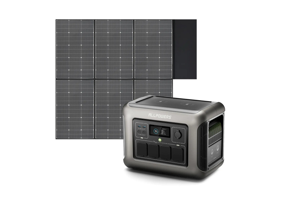 Allpowers R1500 Estación de Energía Portátil 1800W 1152Wh LiFeP04 Batería – R1500+1*( SP039 Panel Solar 600W)