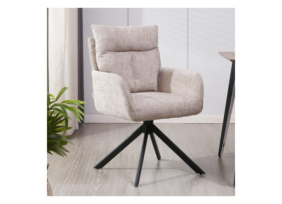 Home Deluxe Silla de comedor ALUNA de chenilla con reposabrazos – lote de 10 Beige