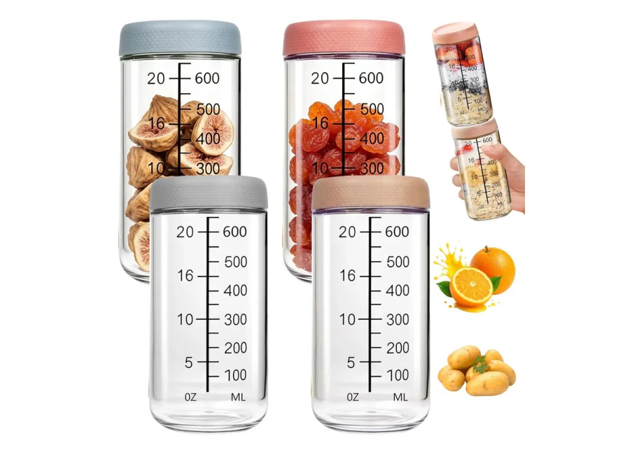 Paquete de 4 recipientes de vidrio de borosilicato de 850 ml para preparar comidas, boca ancha…