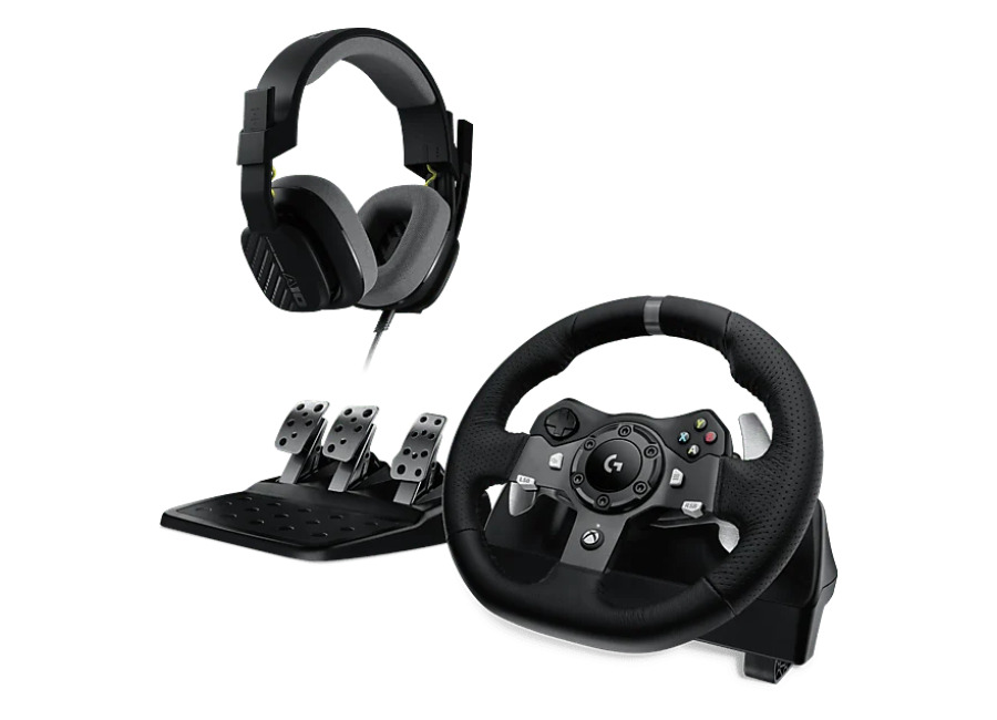 Logitech G Volante – Combo Logitech G G920 + Auriculares gaming ASTRO A10, Xbox/PC, Force Feedback, Pedales ajustables, Giro 900°, Micrófono volteable