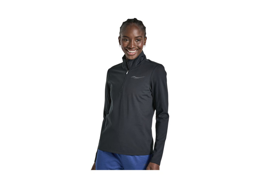 Saucony Sudadera Saucony Solstice Manga Larga 1/4 Zip Negro Mujer, Talla