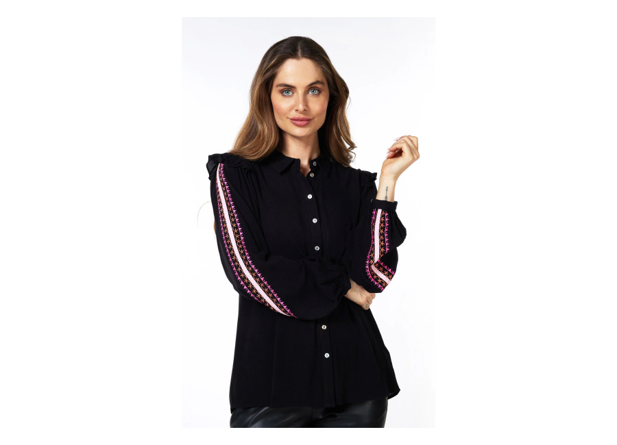 Esqualo Blouse Embroidery Black Talla: 36 Manga Larga Outlet Mujer Negro