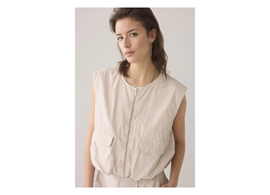 summum woman gilet summer plain weave pebble beige | chaquetas outlet | mujer | marron