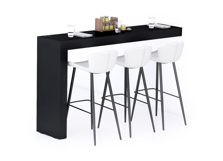Mobili Fiver Peninsula Evolution 180×40, Madera Negra con cargador inalámbrico