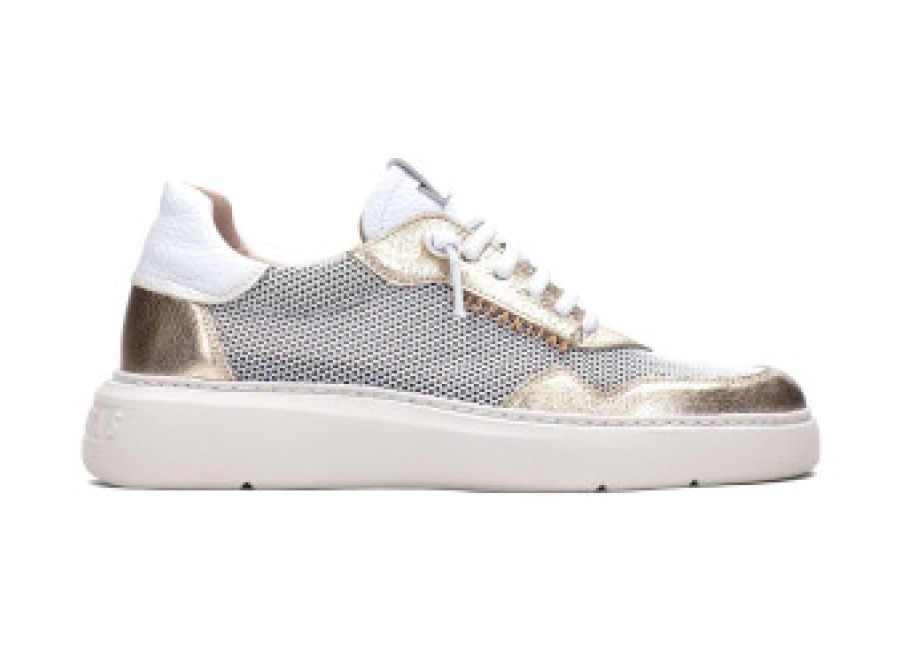 hispanitas para mujer. hv243412 zapatillas oceania dorado , piel, plano, cordones, casual