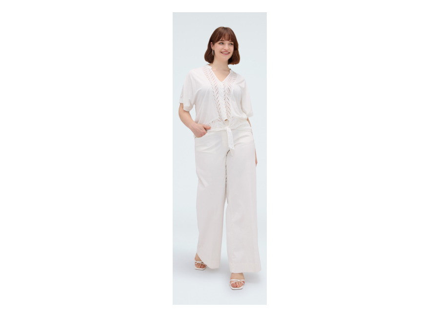 Fiorella Rubino Blusa de bordado inglés con lazo