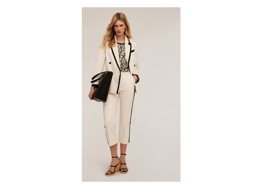 motivi cropped trousers with side band white | pantalones formales outlet | mujer | blanco