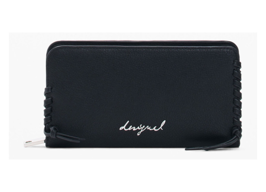 Desigual Monedero mediano logo, Poliuretano, Negro, U