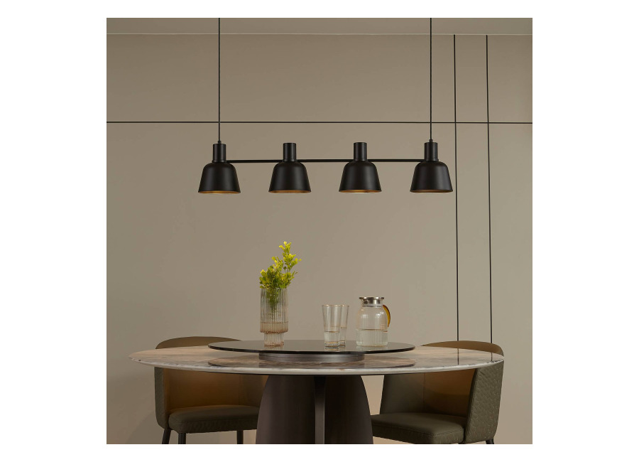 Lucande Servan lámpara colgante, negro, 4 luce