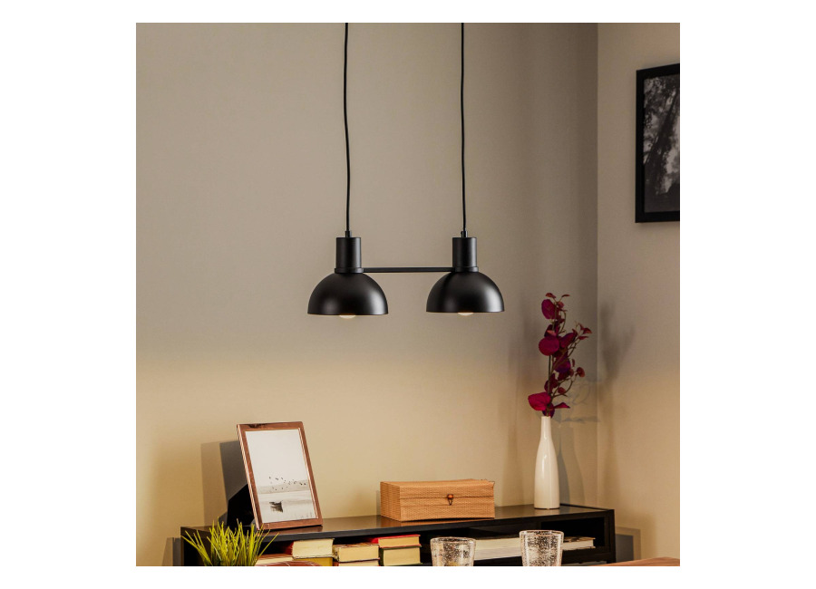 Lucande Mostrid lámpara colgante, negro, 2 luce