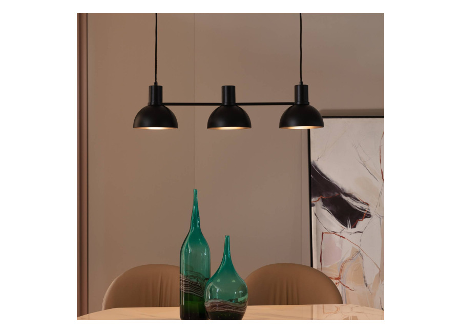 Lucande Lámpara colgante Mostrid, negra, 3 luce