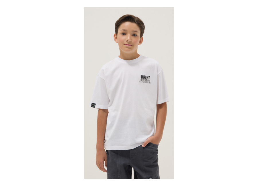Ovs KIDS Camiseta Blanca De Manga Corta De Algodón Puro Para Niño, Corte Oversize, Niño, Azul Claro, Talla: 10-11