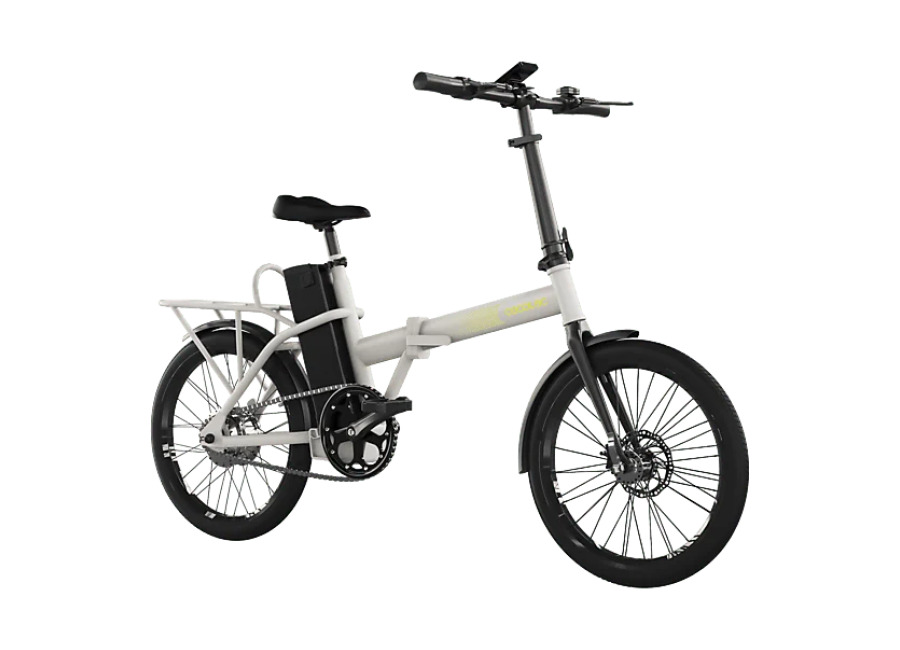 Cecotec Bicicleta plegable – Cecotec Flexy, eléctrica 20″, Batería extraíble 270 Wh, Doble disco de freno, Cuadro acero Hi-Ten, Blanco