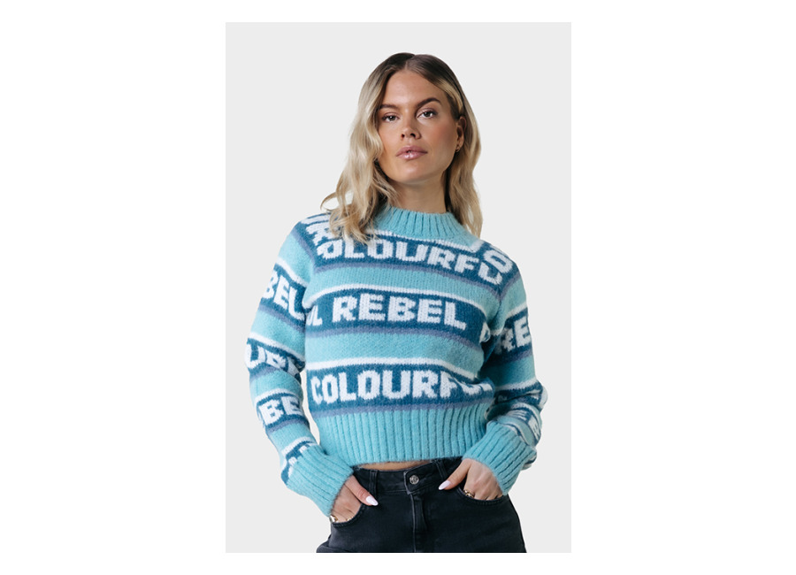 colourful rebel ximenia cr intarsia knitted sweater blue | jerseis de punto outlet | mujer | azul