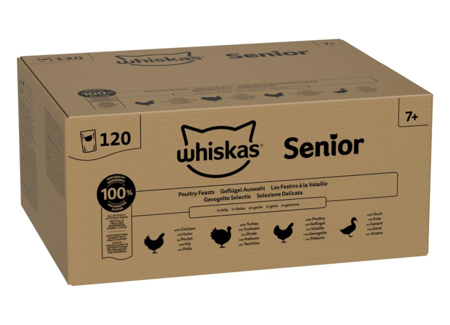 Whiskas Senior bolsitas 120 x 85 g – Selección de aves de corral en gelatina