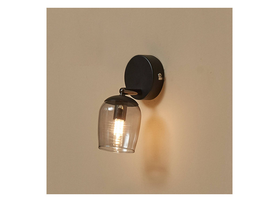 Lindby Spot Katjana, 1 luz, 16,9 cm de altura, cristal ahumado
