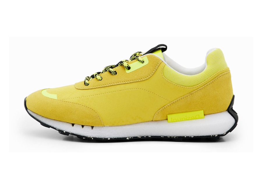 desigual, sneakers runner engomados, amarillo