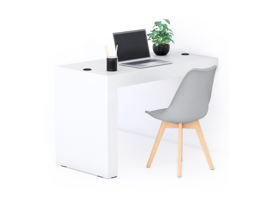Mobili Fiver Escritorio Evolution 120×60, fresno blanco con una pata y cargador inalámbrico