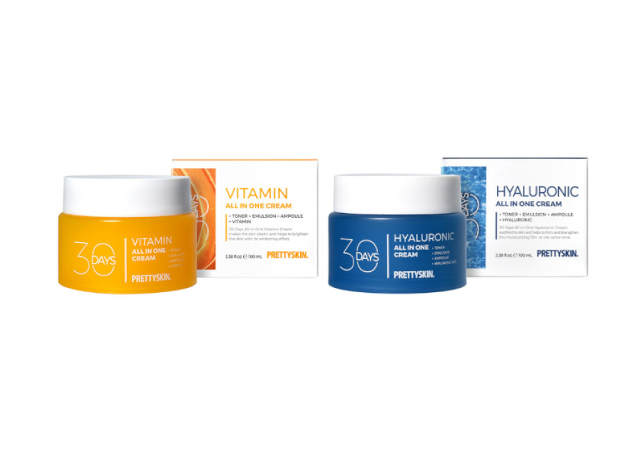 Prettyskin 30 Days All In One Vitamin Cream – 100ml (1ea) + Hyaluronic Cream – 100ml (1ea) Set