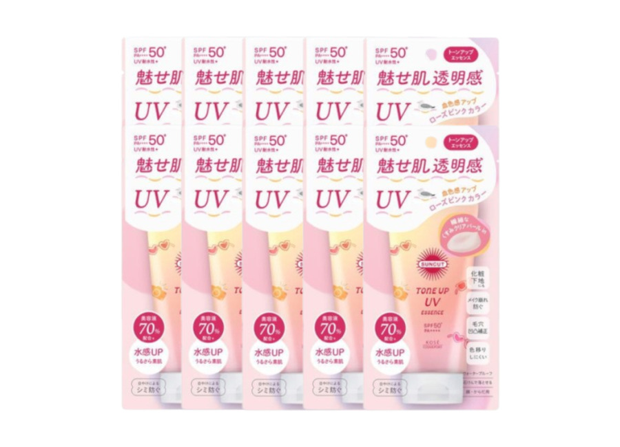 Kose Suncut Tone Up UV Essence Pink Flamingo SPF50+ PA++++ – 80g (10ea) Set