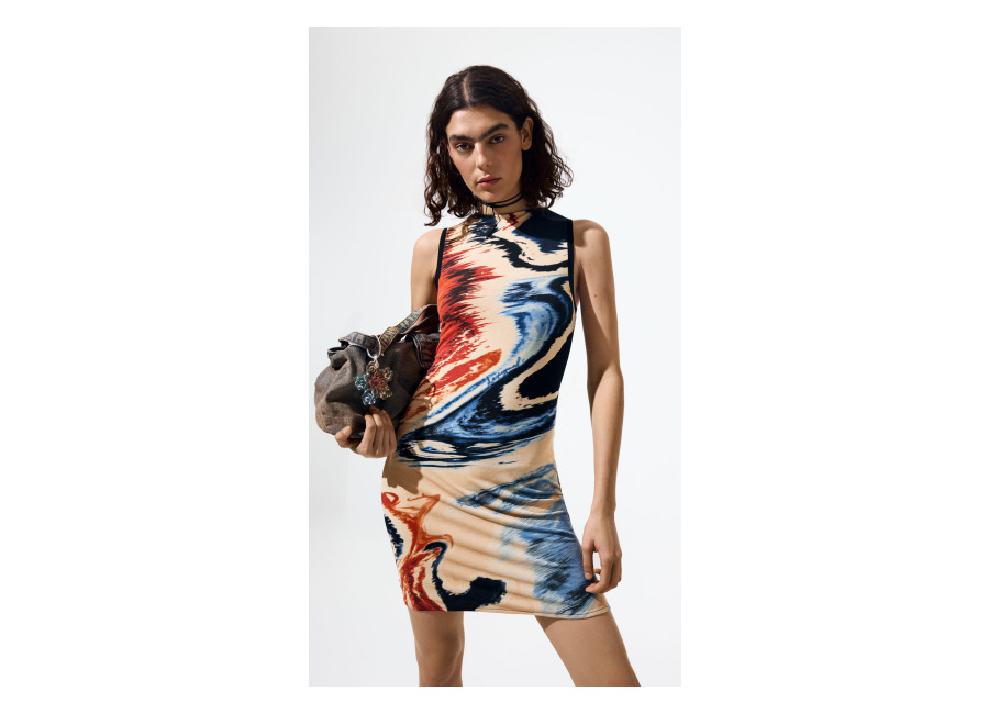 desigual, vestido sin mangas estampado, viscosa