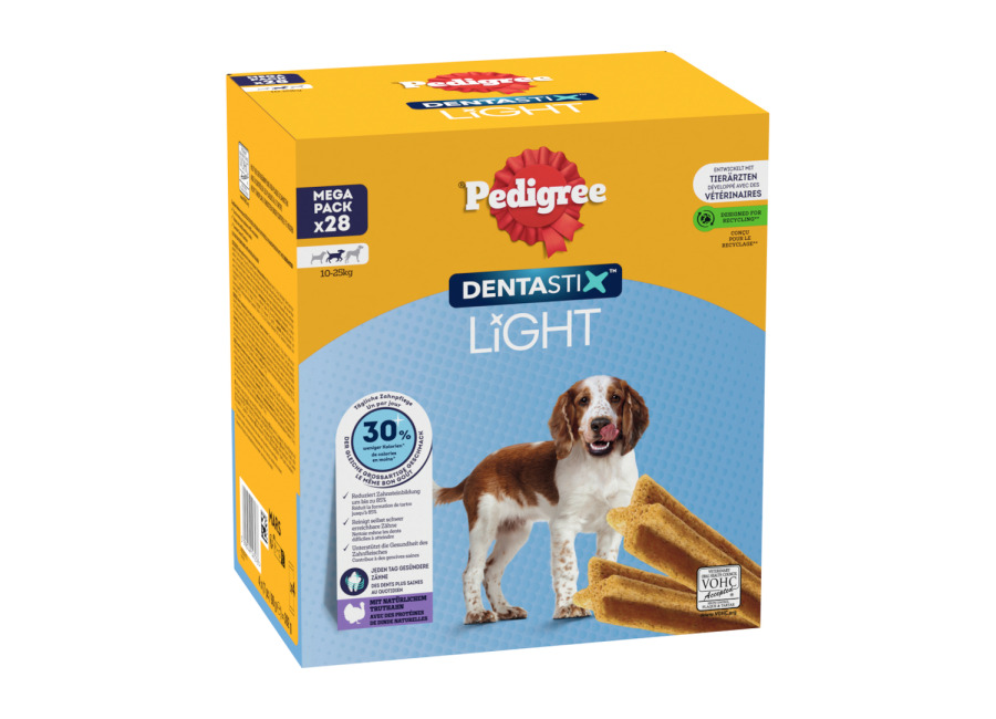 Pedigree Dentastix Light snack dentales para perros medianos (10 – 25 kg) – 112 unidades – Pack ahorro
