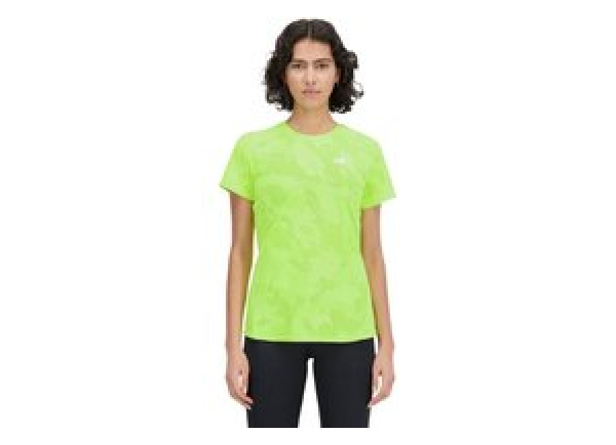 camiseta new balance q speed jacquard manga corta verde lima mujer