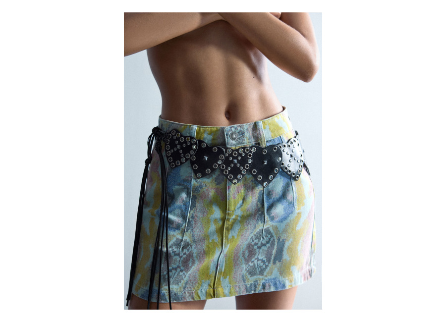 Desigual Cinturón tachuelas corazones, Poliuretano, Negro, U
