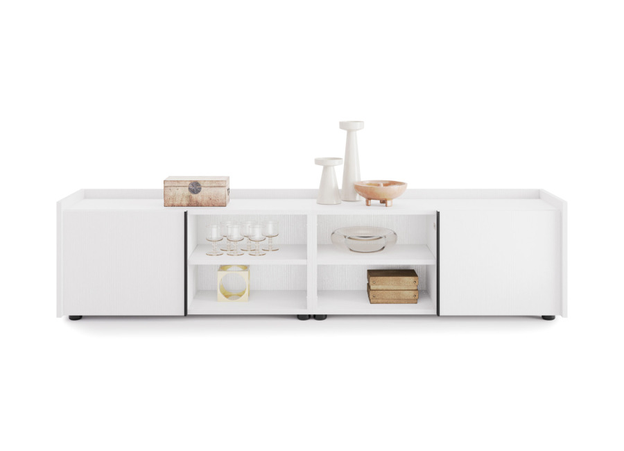 Mobili Fiver Mueble Bajo Romina (183,6x36x44 cm), con 2 Puertas, Fresno Blanco