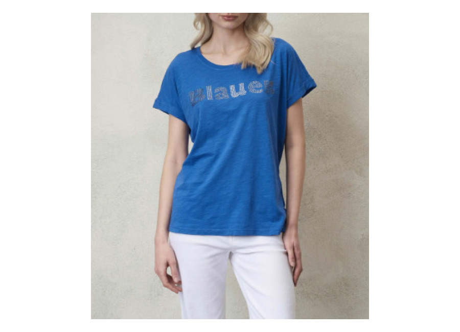 blauer para mujer. 24sbldh02336 camiseta glitter azul , casual, algodon, manga corta