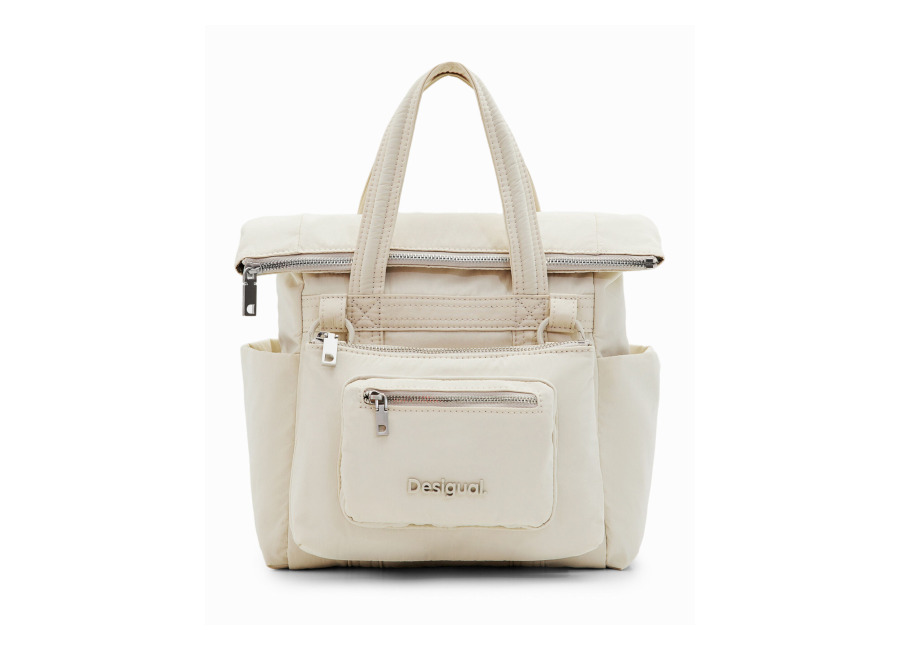 Desigual Mochila Voyager multiposición mediana, Poliamida, Blanco, U
