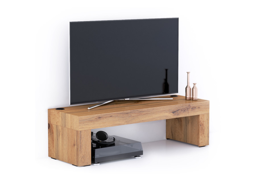 Mobili Fiver Mueble de TV Evolution 120×40, Madera Rustica con cargador inalámbrico