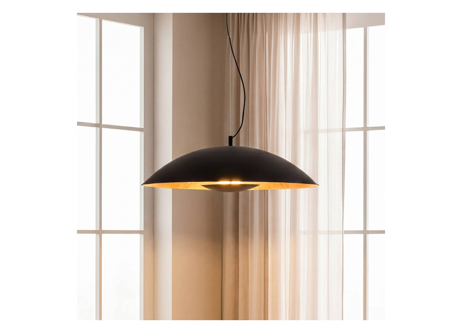 Lindby Lámpara colgante Lindby Emilienne, negra, dorada, Ø 60 c