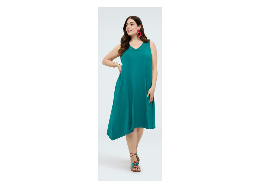 Fiorella Rubino Vestido midi con escote en V e inserto calado