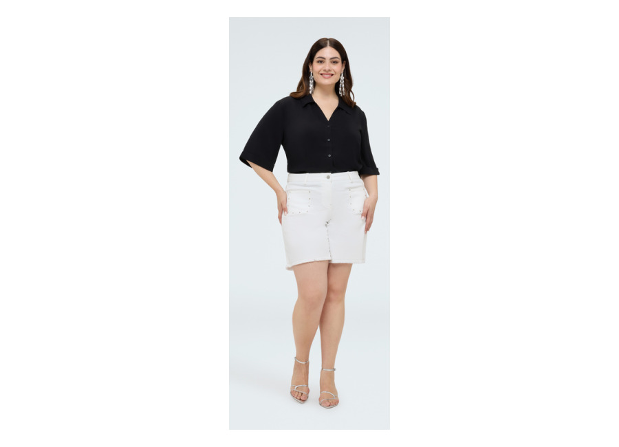 Fiorella Rubino Shorts de mezcla de algodón con tachuela
