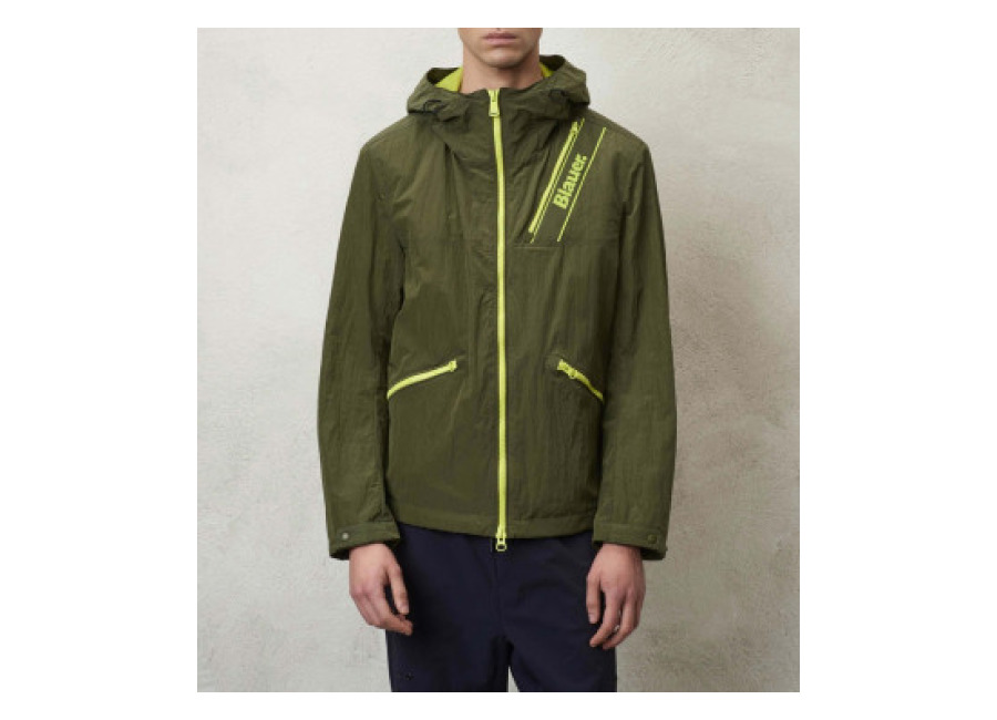 blauer para hombre. 24sbluc01094 cazadora efecto encrespado micah verde , casual, nylon, manga larga