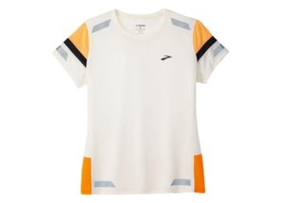Brooks Damen Brooks Run Visible 2.0 Kurzarmshirt Weiß Orange, Größe XS.