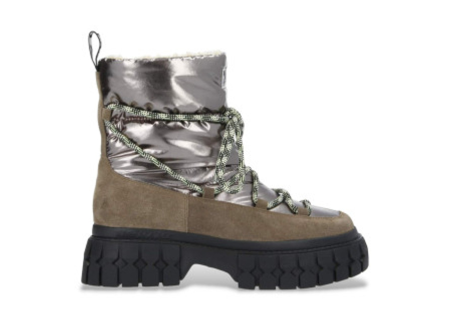 no name para mujer. rnysas0 botas de nieve gravitee marron, plateado , plano, cordones, casual