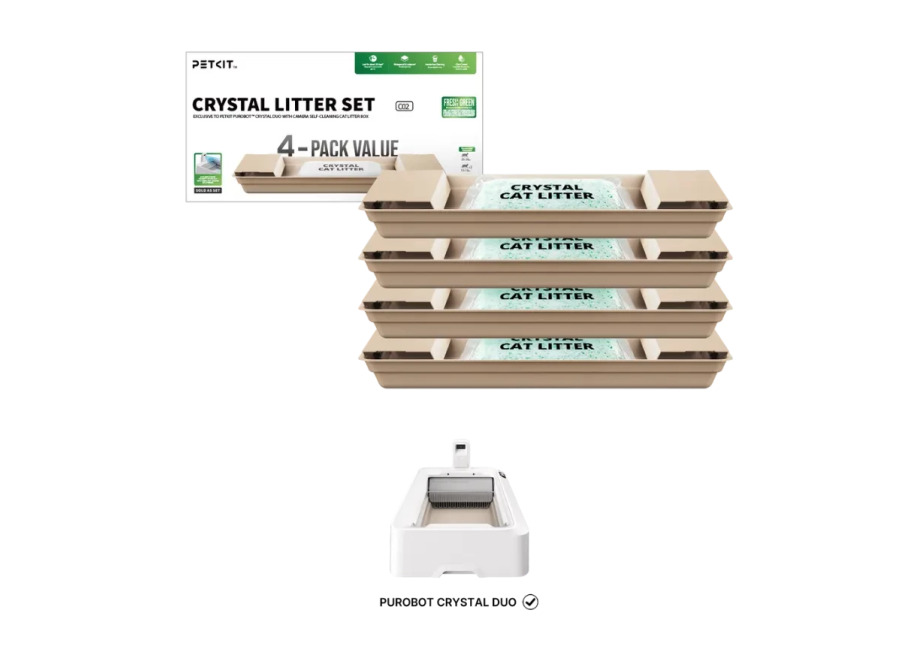 Petkit Set de Arena para Gatos Verde Fresh + Bandejas Reemplazables para Purobot Crystal Duo (Pack x4)